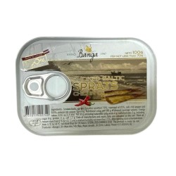 Dudlangan Baltika shprotlari chili yog'da "Banga" (100g)